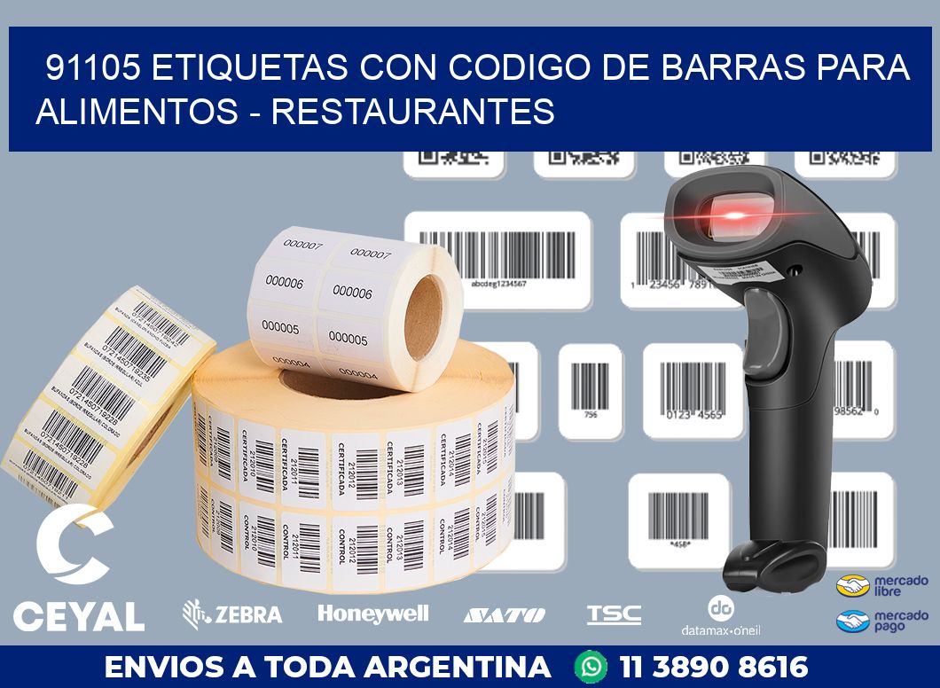 91105 ETIQUETAS CON CODIGO DE BARRAS PARA ALIMENTOS – RESTAURANTES