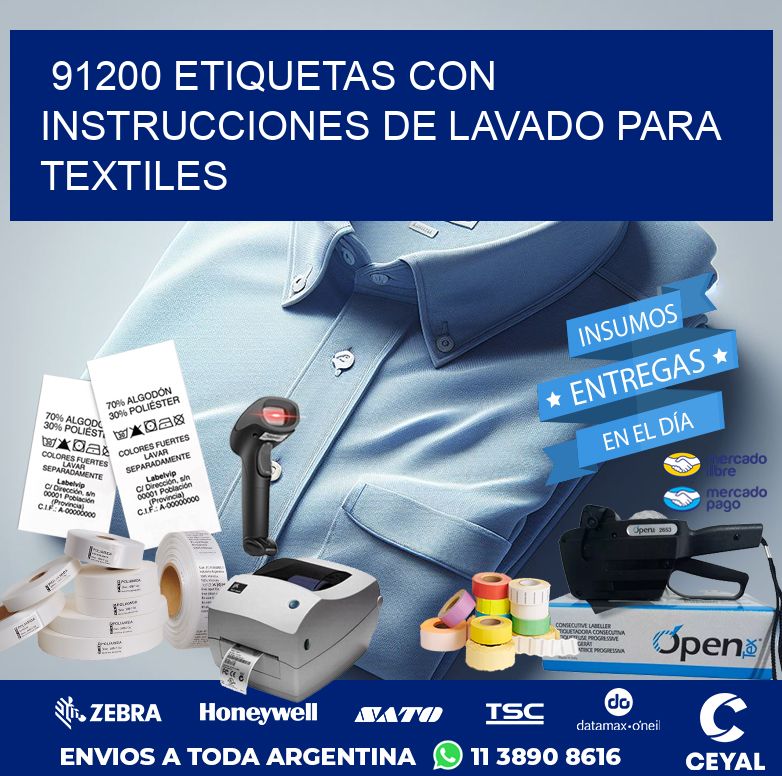 91200 ETIQUETAS CON INSTRUCCIONES DE LAVADO PARA TEXTILES