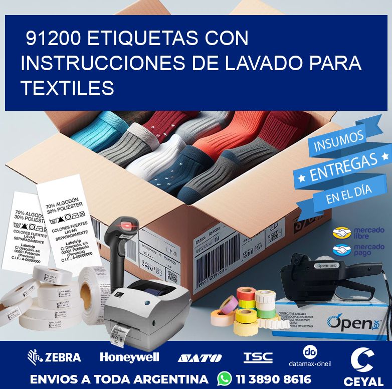 91200 ETIQUETAS CON INSTRUCCIONES DE LAVADO PARA TEXTILES