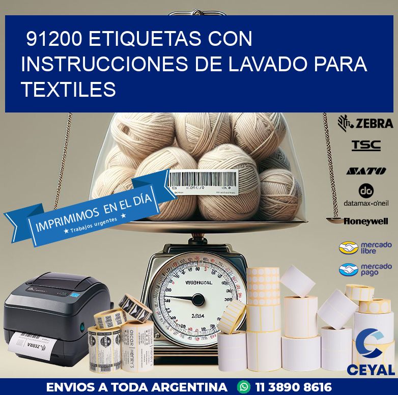 91200 ETIQUETAS CON INSTRUCCIONES DE LAVADO PARA TEXTILES