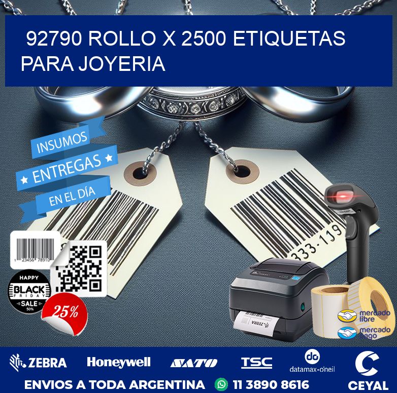 92790 ROLLO X 2500 ETIQUETAS PARA JOYERIA