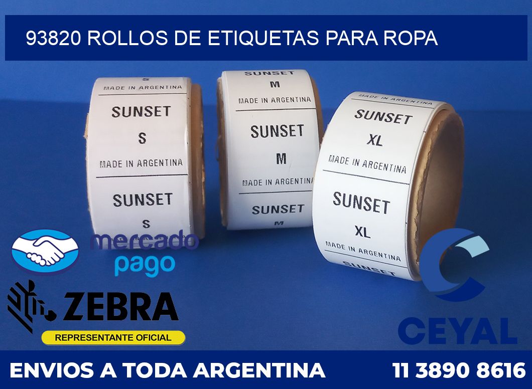 93820 ROLLOS DE ETIQUETAS PARA ROPA