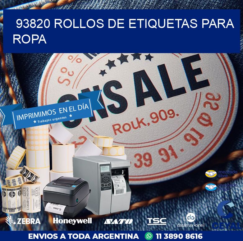 93820 ROLLOS DE ETIQUETAS PARA ROPA