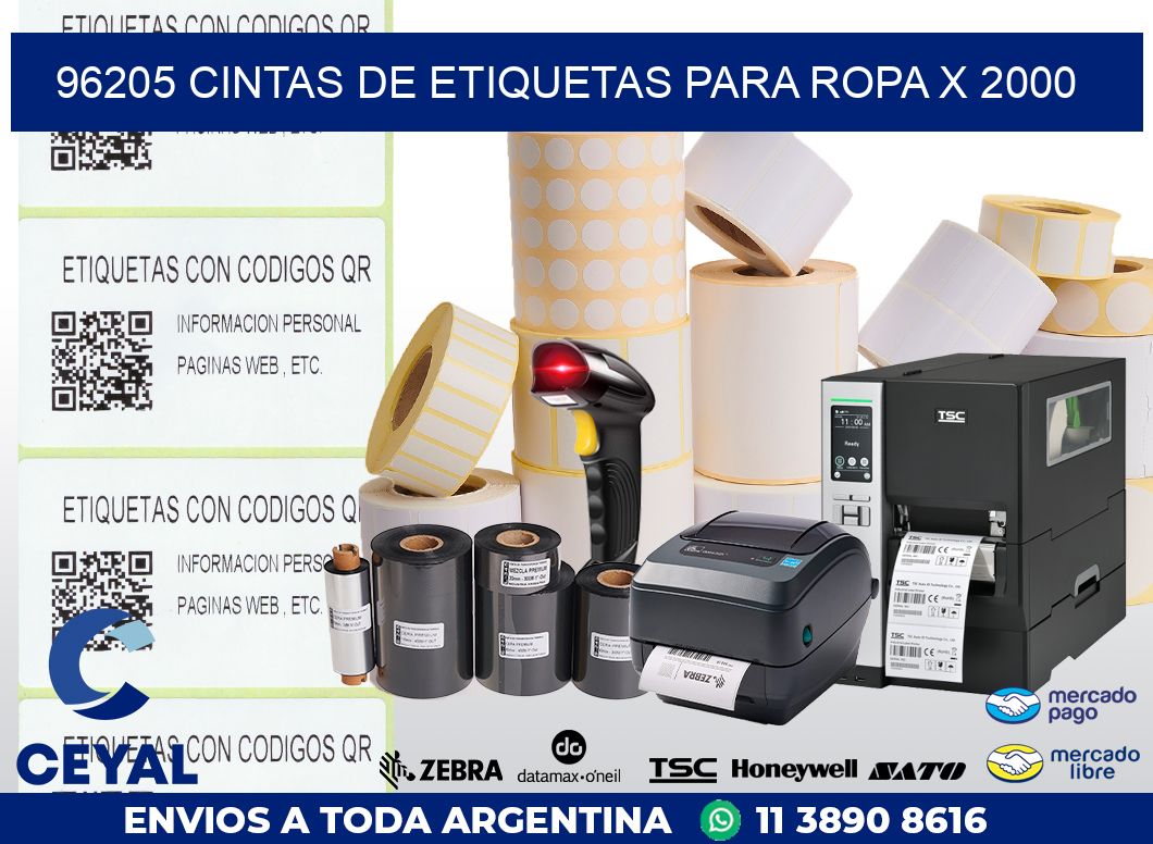 96205 CINTAS DE ETIQUETAS PARA ROPA X 2000