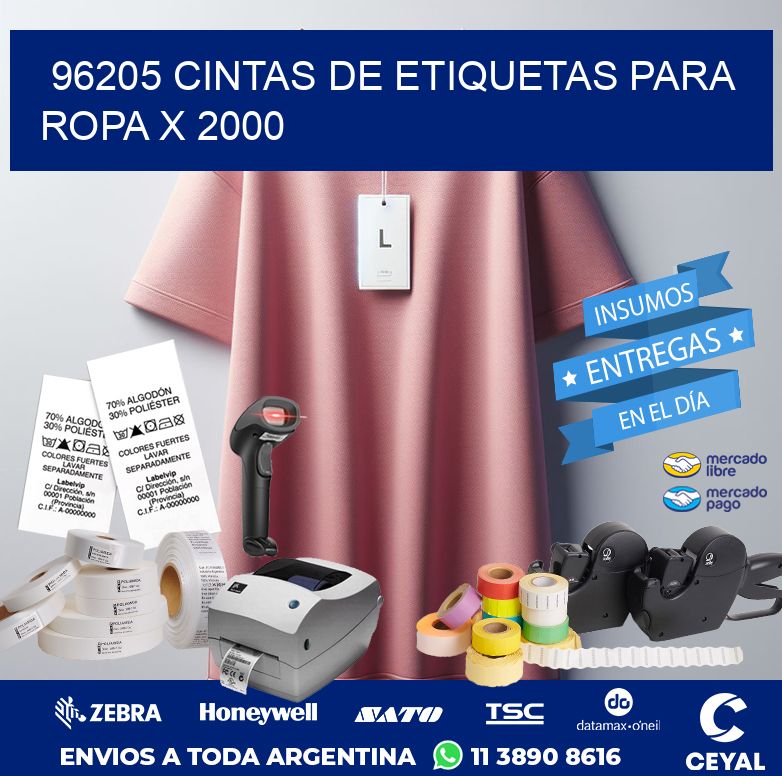 96205 CINTAS DE ETIQUETAS PARA ROPA X 2000