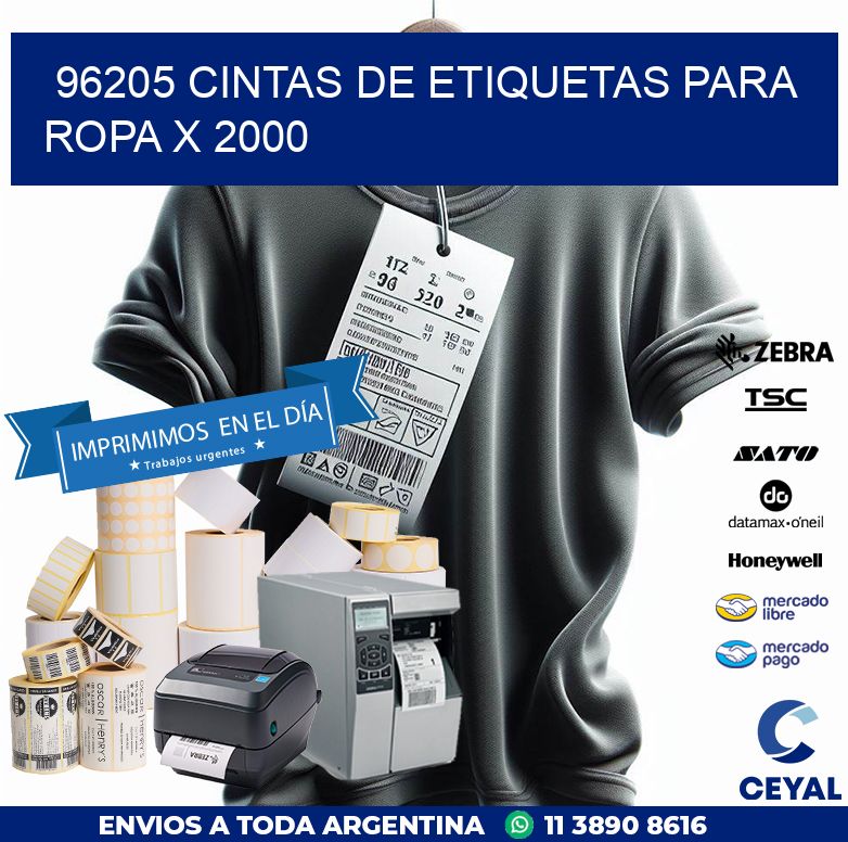 96205 CINTAS DE ETIQUETAS PARA ROPA X 2000