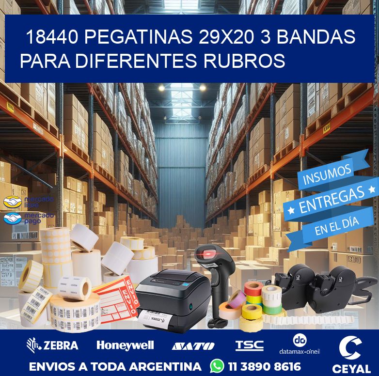 18440 PEGATINAS 29X20 3 BANDAS PARA DIFERENTES RUBROS