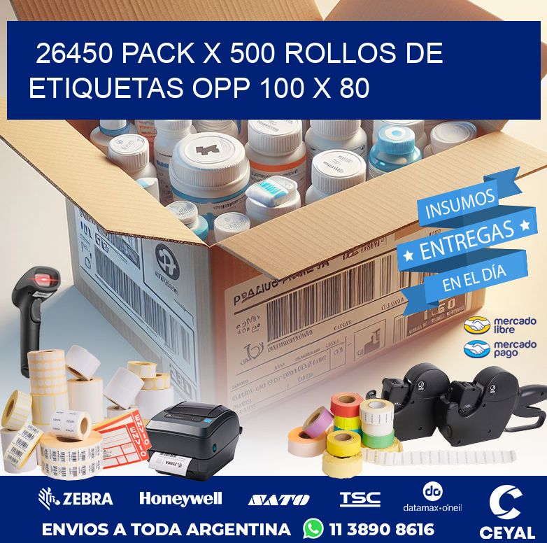 26450 PACK X 500 ROLLOS DE ETIQUETAS OPP 100 X 80