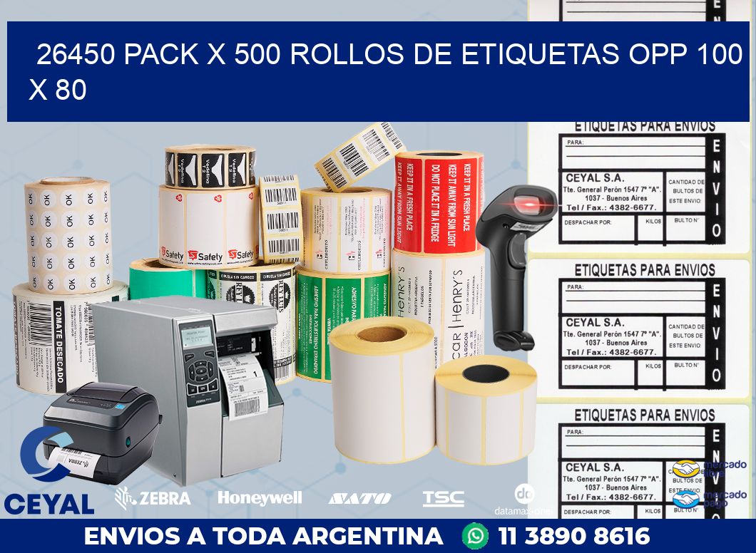 26450 PACK X 500 ROLLOS DE ETIQUETAS OPP 100 X 80
