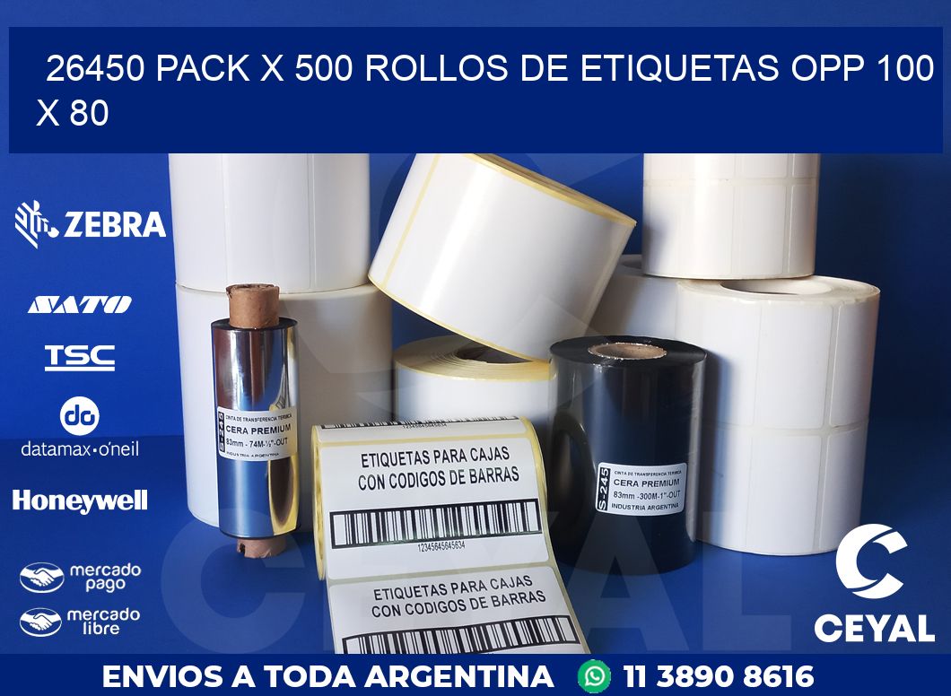 26450 PACK X 500 ROLLOS DE ETIQUETAS OPP 100 X 80