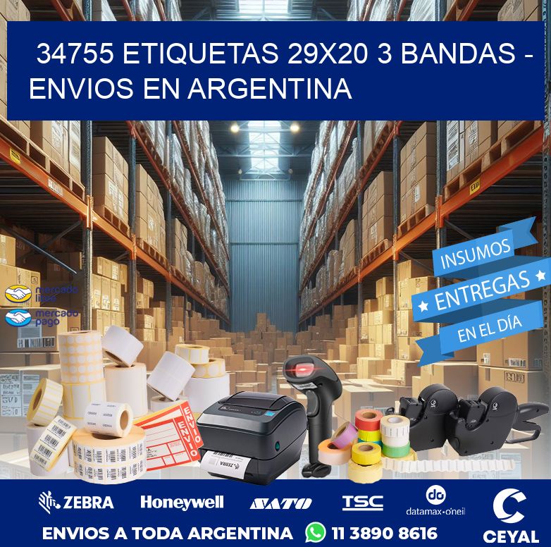 34755 ETIQUETAS 29X20 3 BANDAS - ENVIOS EN ARGENTINA