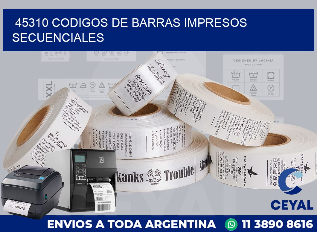 45310 codigos de barras impresos secuenciales