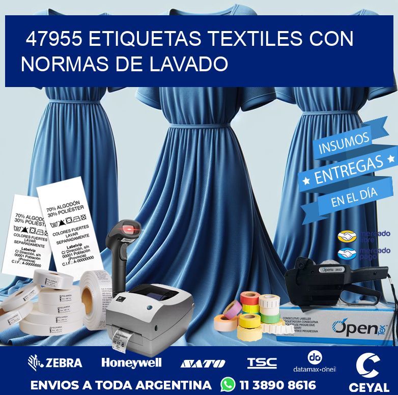 47955 ETIQUETAS TEXTILES CON NORMAS DE LAVADO