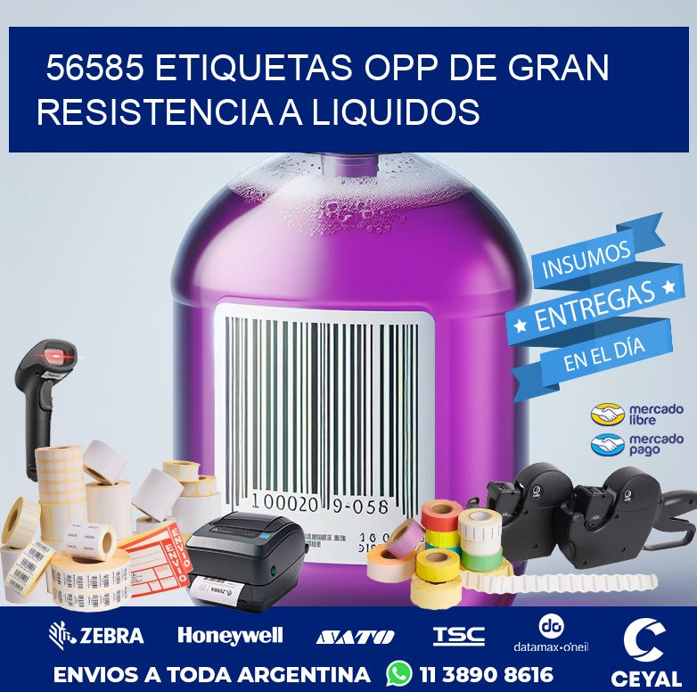 56585 ETIQUETAS OPP DE GRAN RESISTENCIA A LIQUIDOS