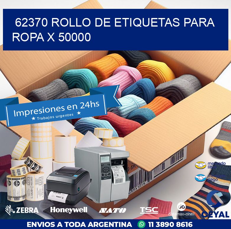 62370 ROLLO DE ETIQUETAS PARA ROPA X 50000