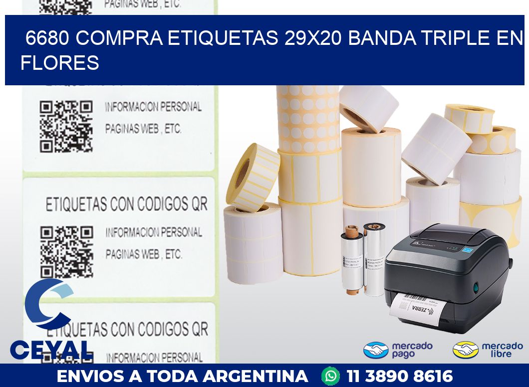 6680 COMPRA ETIQUETAS 29X20 BANDA TRIPLE EN FLORES