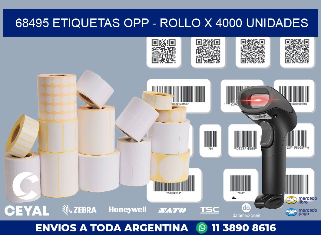68495 ETIQUETAS OPP - ROLLO X 4000 UNIDADES