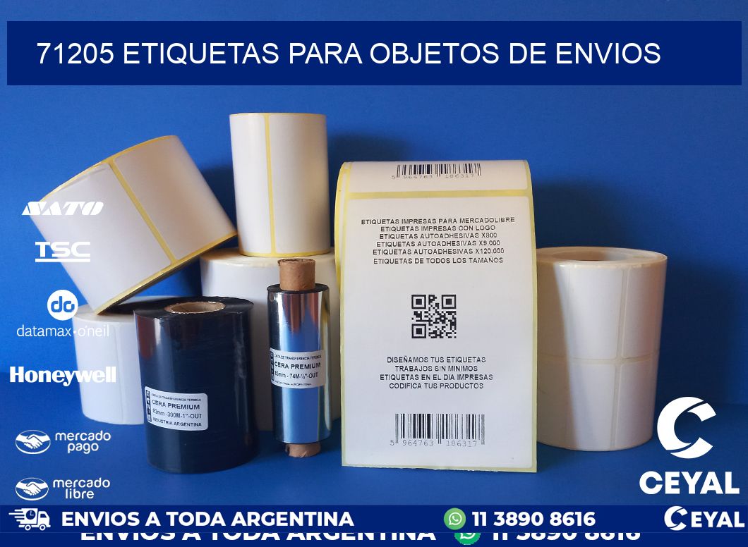 71205 etiquetas para objetos de envios