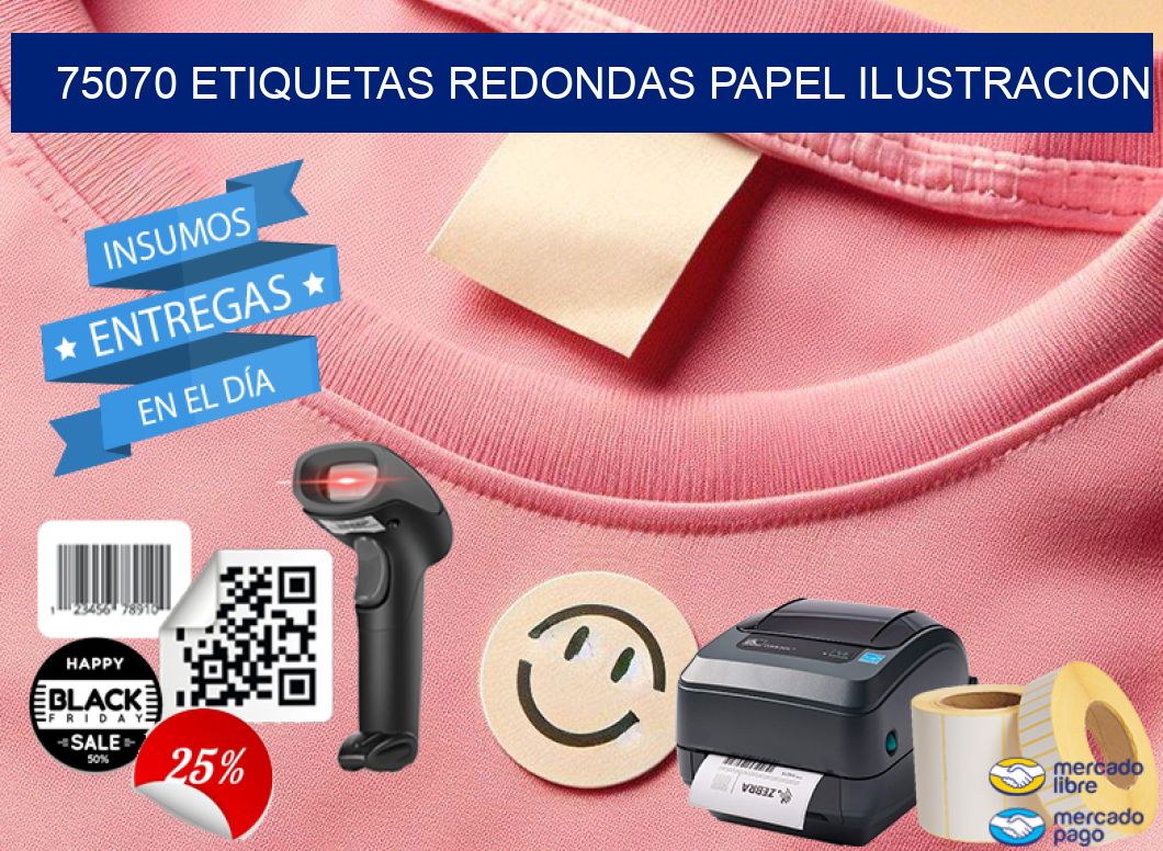75070 ETIQUETAS REDONDAS PAPEL ILUSTRACION