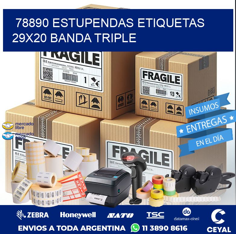 78890 ESTUPENDAS ETIQUETAS 29X20 BANDA TRIPLE