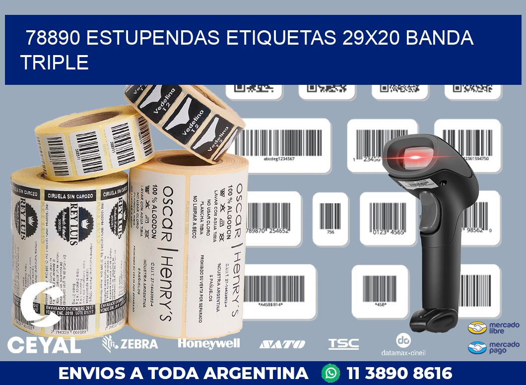 78890 ESTUPENDAS ETIQUETAS 29X20 BANDA TRIPLE