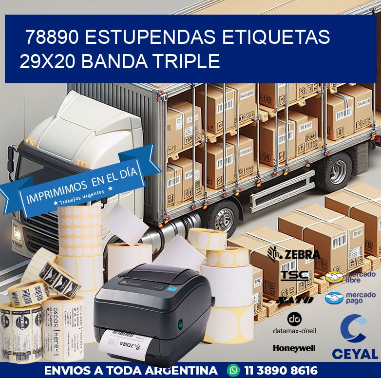78890 ESTUPENDAS ETIQUETAS 29X20 BANDA TRIPLE