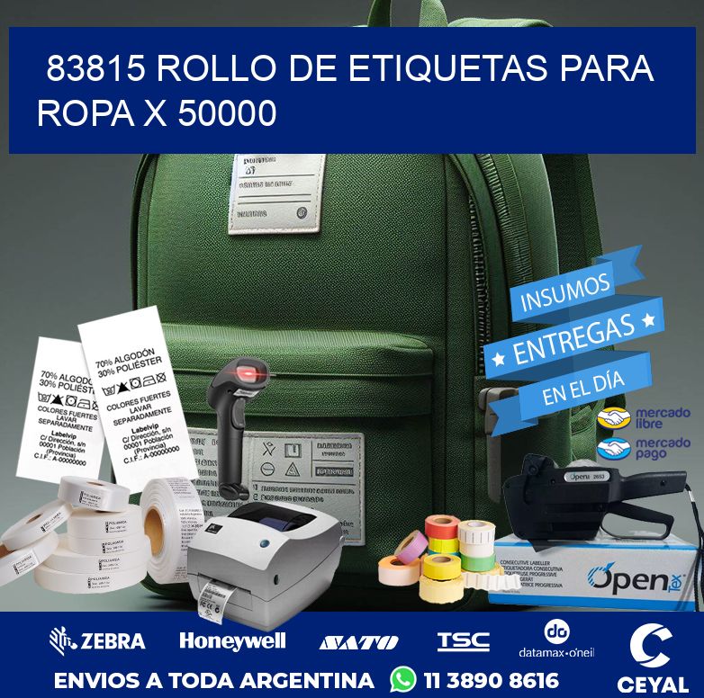83815 ROLLO DE ETIQUETAS PARA ROPA X 50000