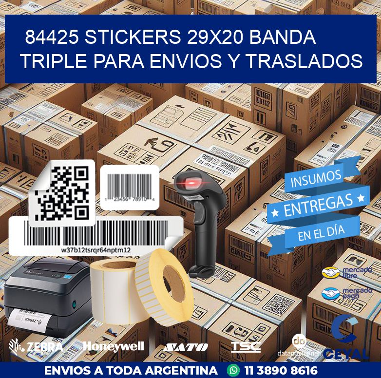 84425 STICKERS 29X20 BANDA TRIPLE PARA ENVIOS Y TRASLADOS