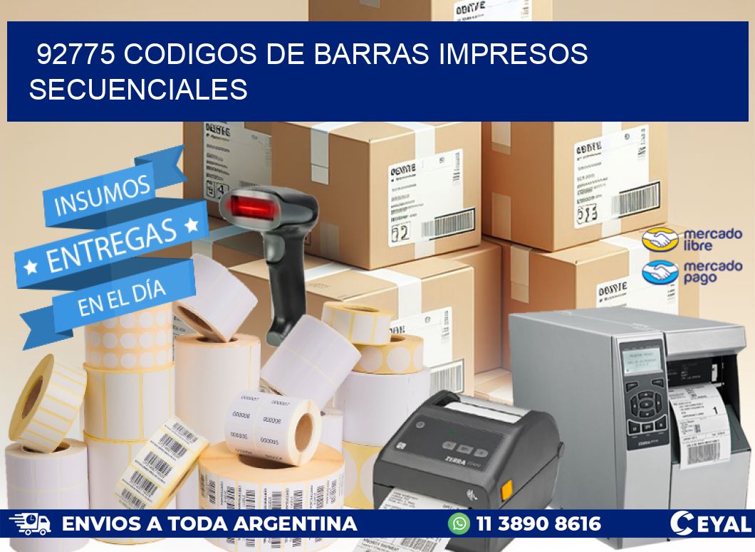 92775 codigos de barras impresos secuenciales