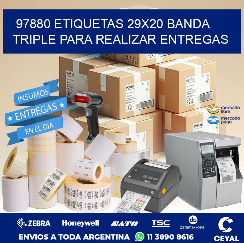 97880 ETIQUETAS 29X20 BANDA TRIPLE PARA REALIZAR ENTREGAS