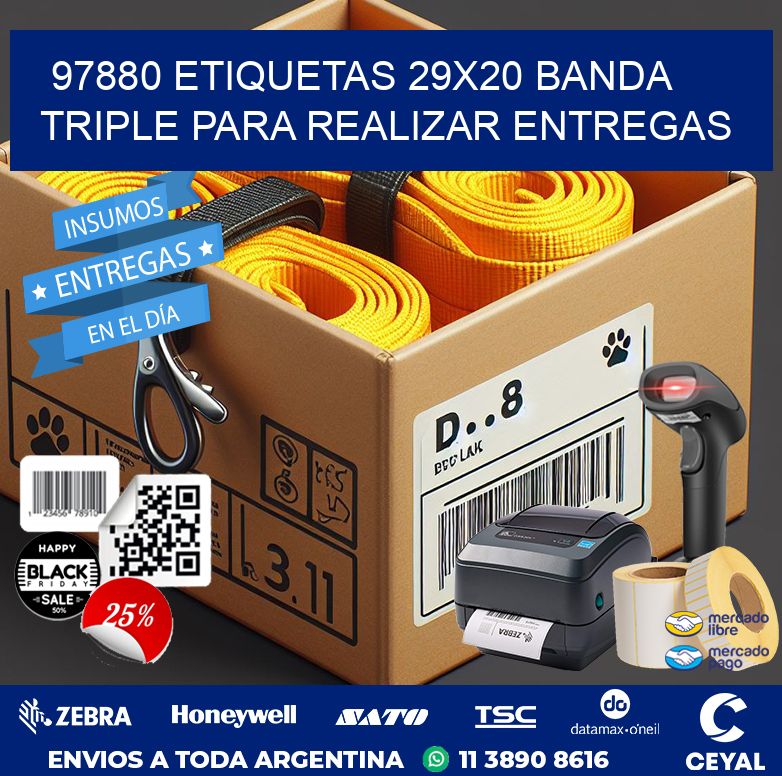 97880 ETIQUETAS 29X20 BANDA TRIPLE PARA REALIZAR ENTREGAS