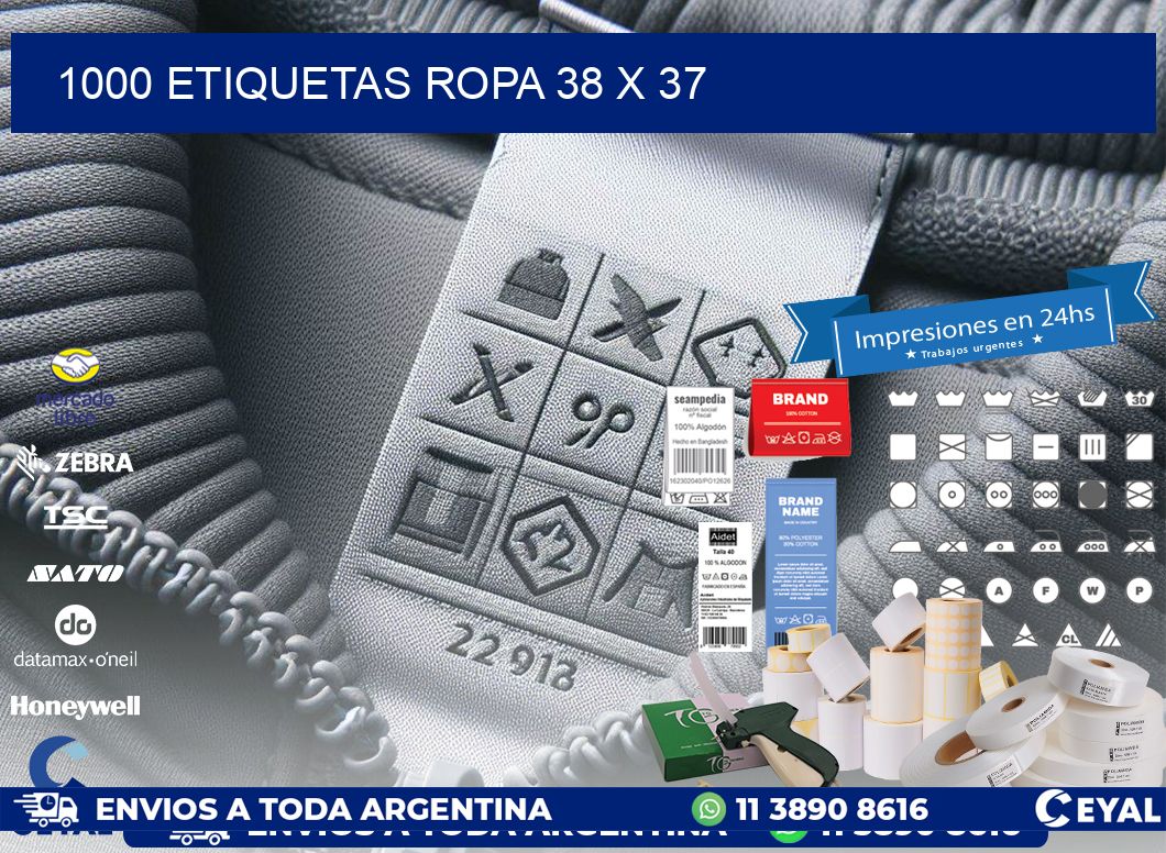 1000 ETIQUETAS ROPA 38 x 37