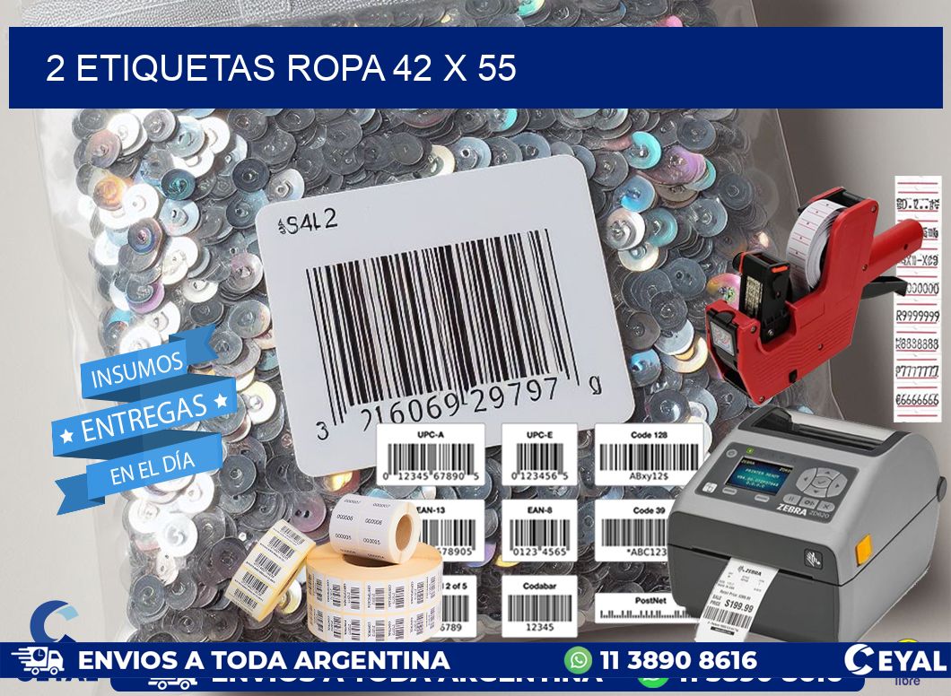 2 ETIQUETAS ROPA 42 x 55