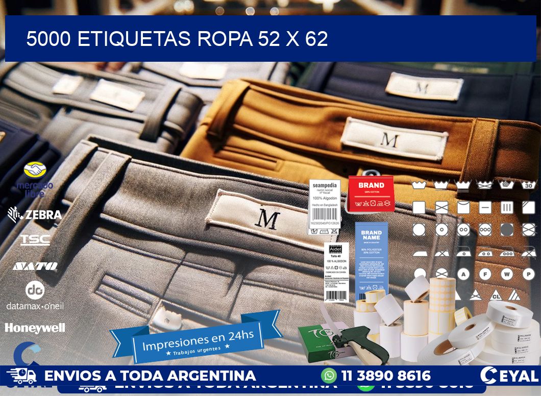 5000 ETIQUETAS ROPA 52 x 62