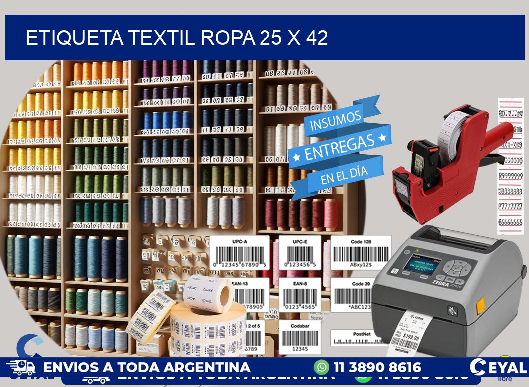 ETIQUETA TEXTIL ROPA 25 x 42