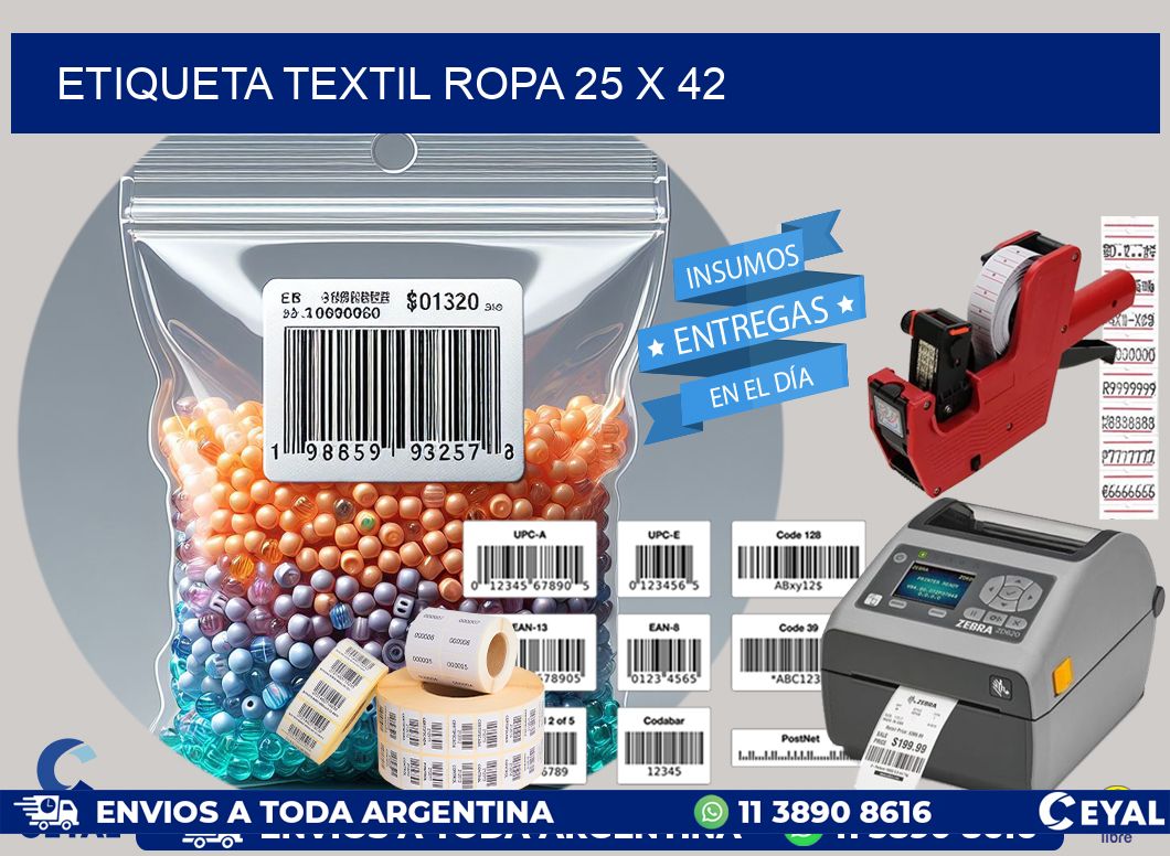 ETIQUETA TEXTIL ROPA 25 x 42