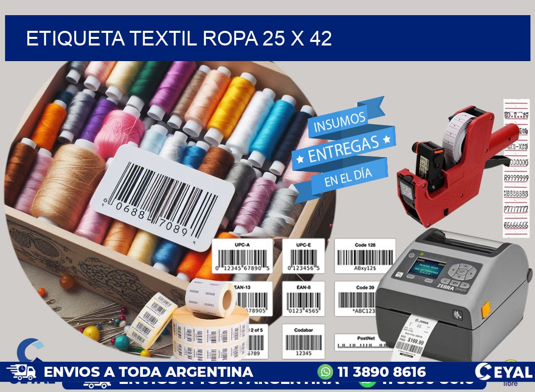 ETIQUETA TEXTIL ROPA 25 x 42