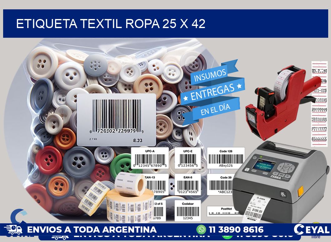 ETIQUETA TEXTIL ROPA 25 x 42