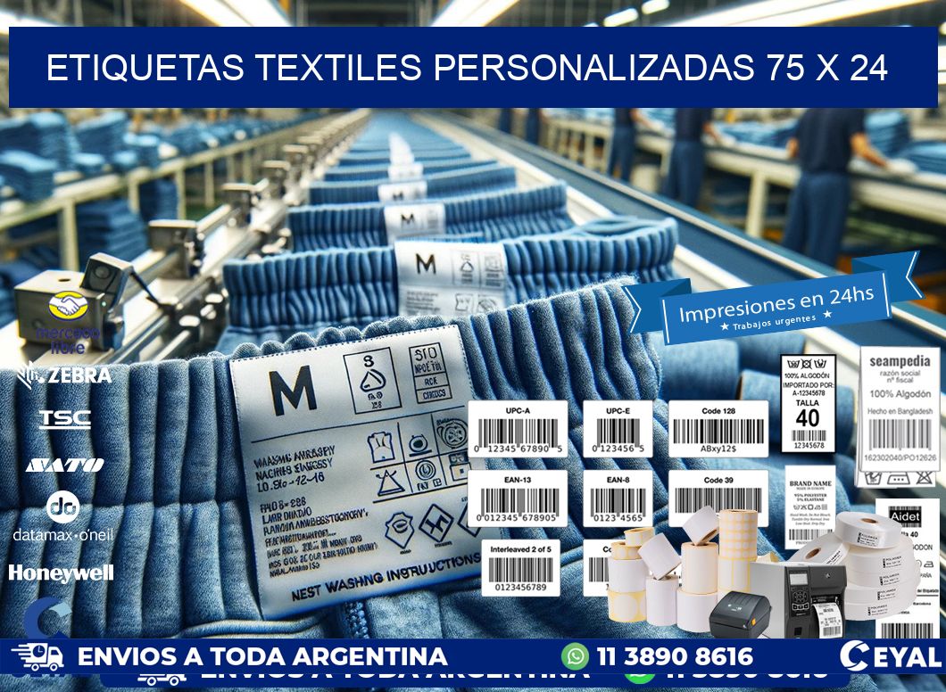 ETIQUETAS TEXTILES PERSONALIZADAS 75 x 24