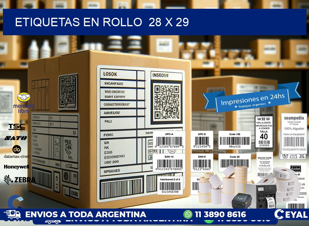 ETIQUETAS EN ROLLO  28 x 29