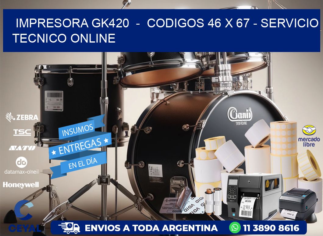 IMPRESORA GK420  –  CODIGOS 46 x 67 – SERVICIO TECNICO ONLINE