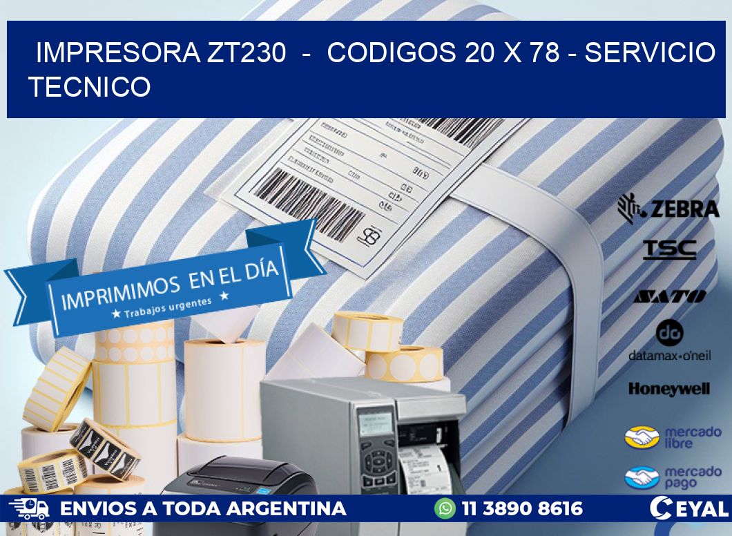 IMPRESORA ZT230  –  CODIGOS 20 x 78 – SERVICIO TECNICO
