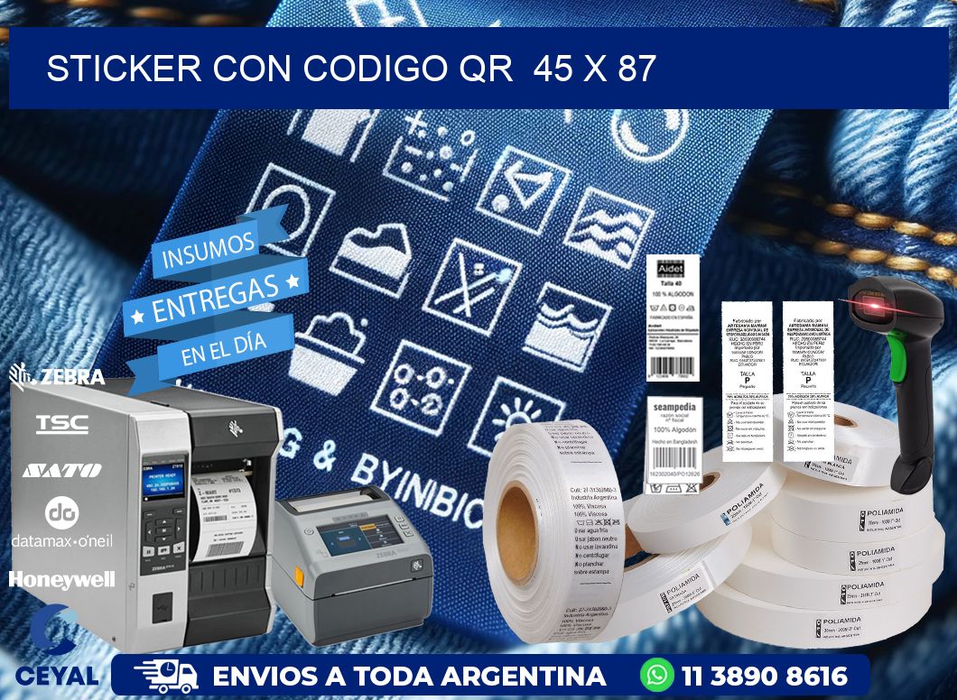 STICKER CON CODIGO QR  45 x 87