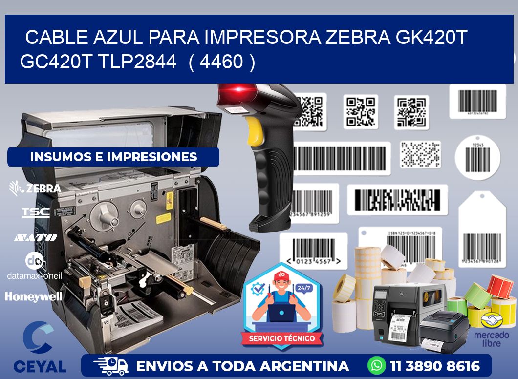 cable azul para impresora zebra GK420T GC420T TLP2844 ( 4460 )
