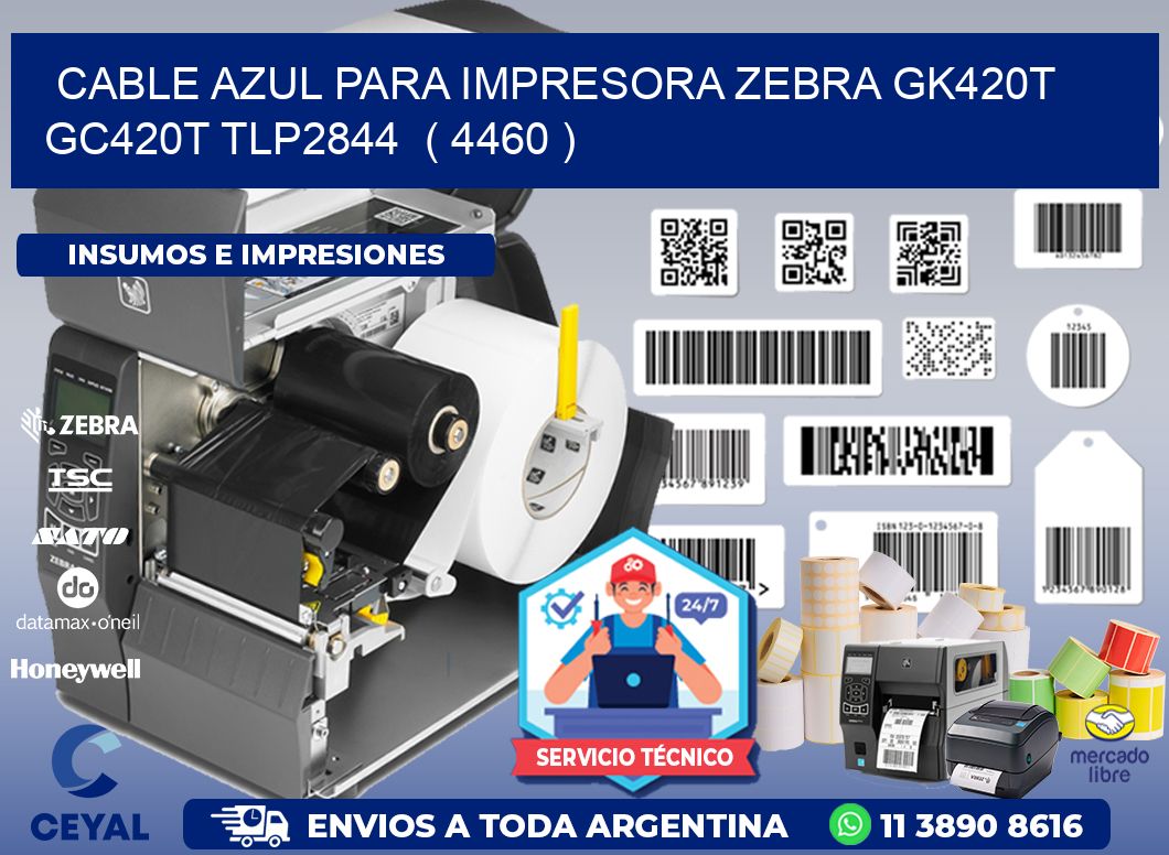 cable azul para impresora zebra GK420T GC420T TLP2844 ( 4460 )