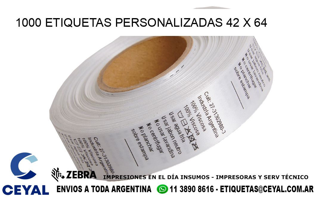 1000 ETIQUETAS PERSONALIZADAS 42 x 64