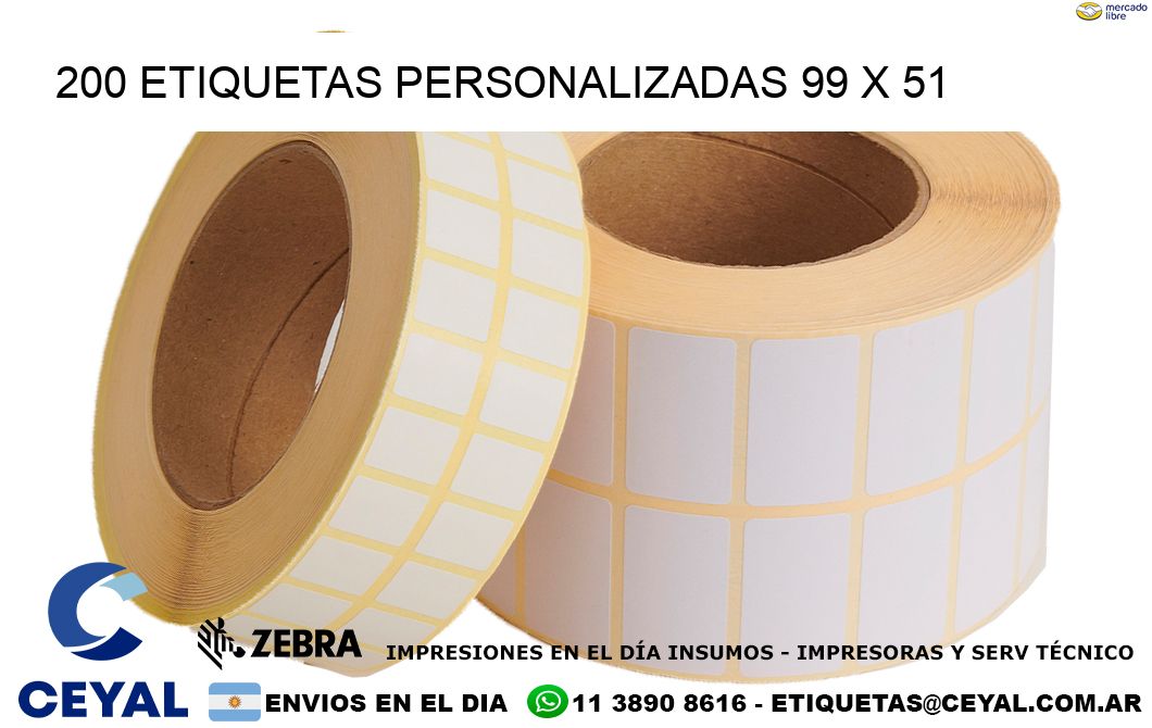 200 ETIQUETAS PERSONALIZADAS 99 x 51