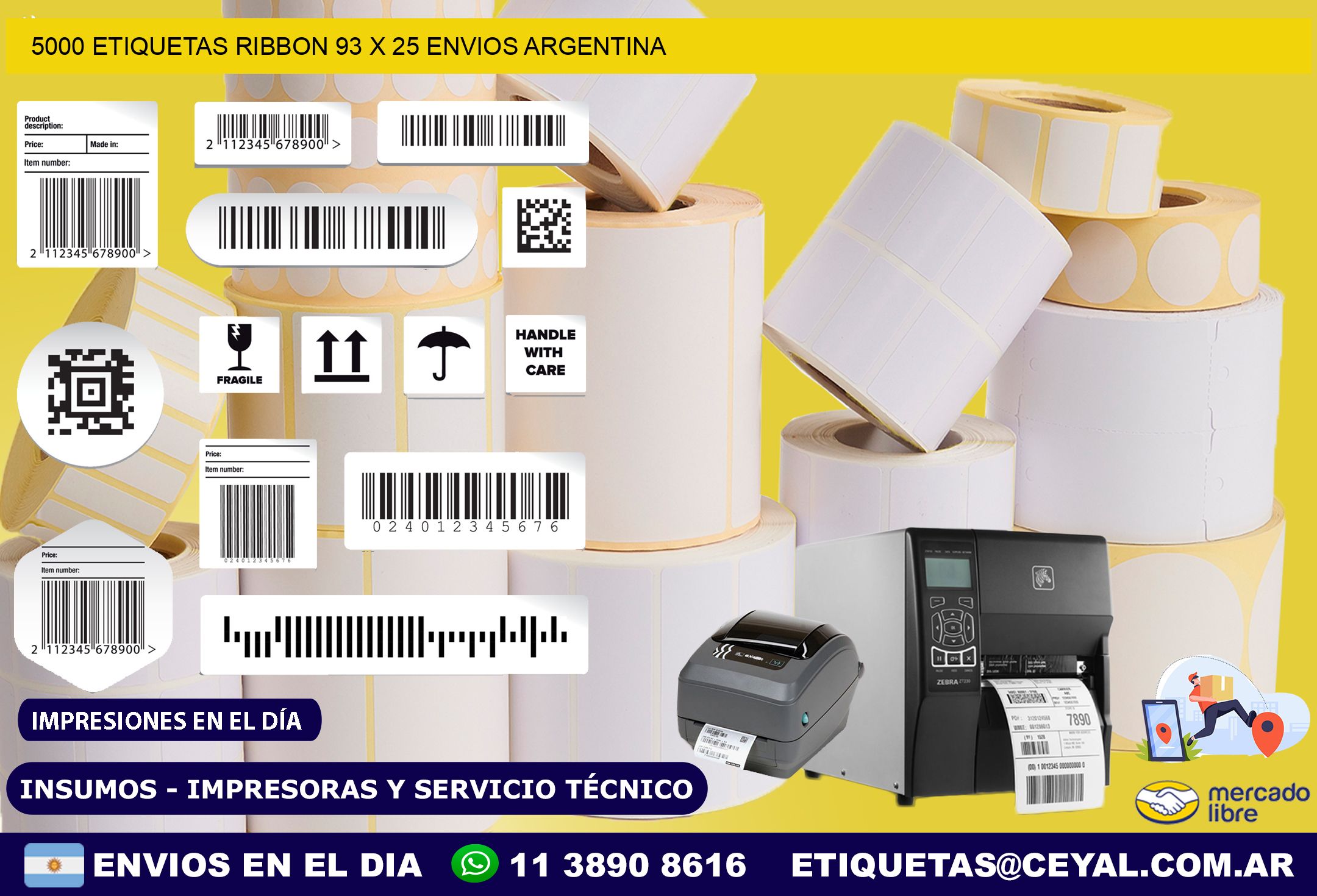 5000 ETIQUETAS RIBBON 93 x 25 ENVIOS ARGENTINA
