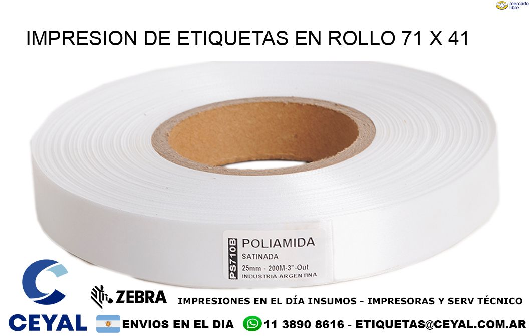 IMPRESION DE ETIQUETAS EN ROLLO 71 x 41