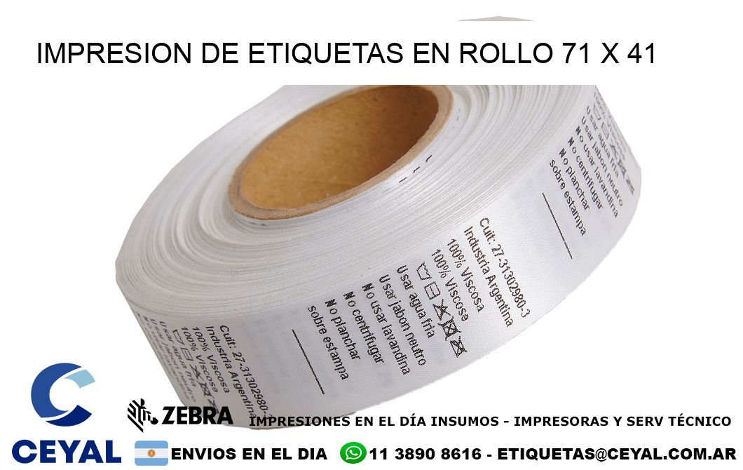 IMPRESION DE ETIQUETAS EN ROLLO 71 x 41